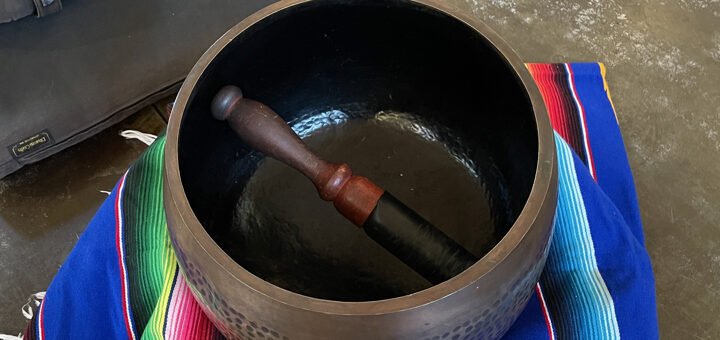 Photo of Peace's Singing Bowl ready to sound for Meditation.