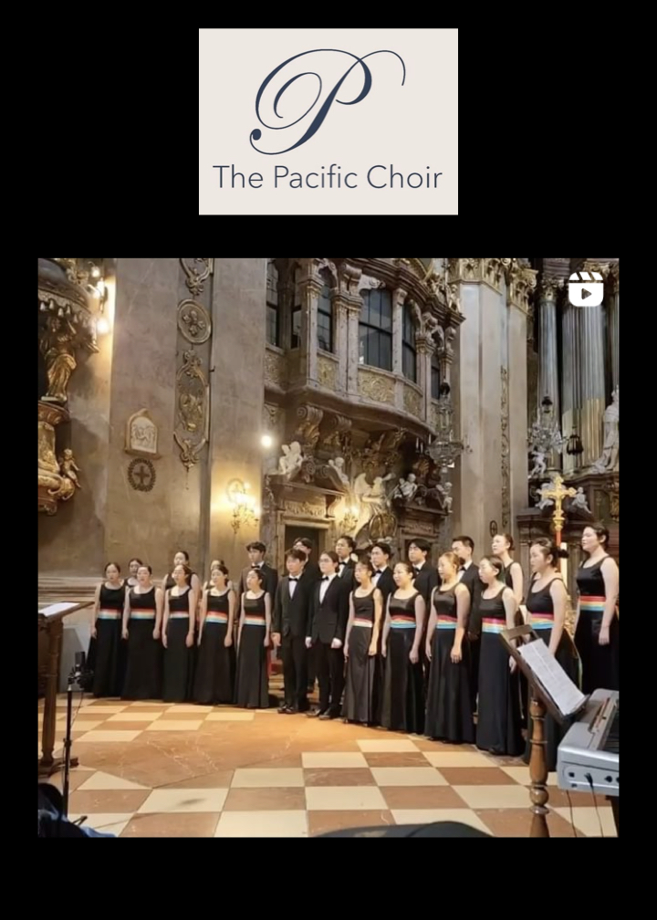 Photo of The Pacific Choir performing in Saint Peter's Church in Vienna, Austria, during their 2024 European Tour.