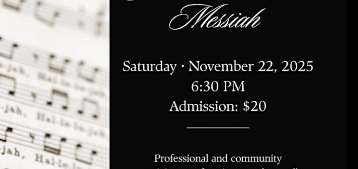 Join us for G. F. Handel's Messiah! Saturday, November 22 at 6:30pm. Admission $20. Professional and community musicians performing together - all ages are welcome to sing and listen. At Peace Lutheran Church, address 3201 Camino Tassajara, in Danville.