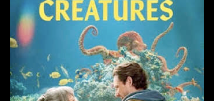 Film poster for Remarkably Bright Creatures. Sally Field and Lewis Pullman standing in front of an octopus aquarium. Based on the Best selling phenomenon. Brighter Together.